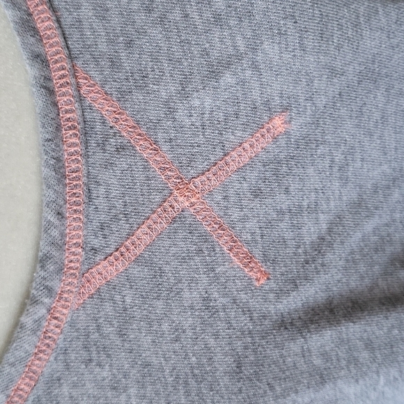 Maurices mixed material heather gray and hot coral colored sheer back tee - Picture 8 of 15